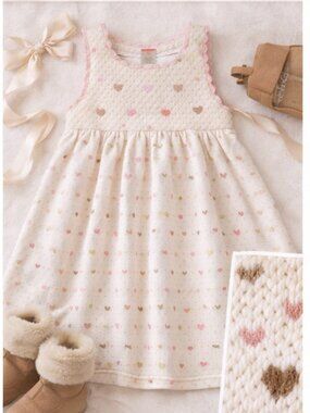 Gymboree Equestrian Club Sweater Dress 4T Pink Brown Heart Knit Jumper Toddler